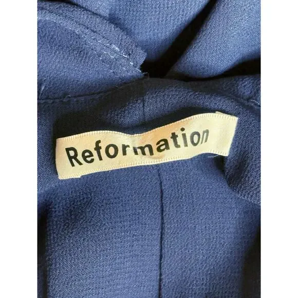 Reformation Peppermint Navy Blue Wrap Maxi Dress Medium - Picture 5 of 6